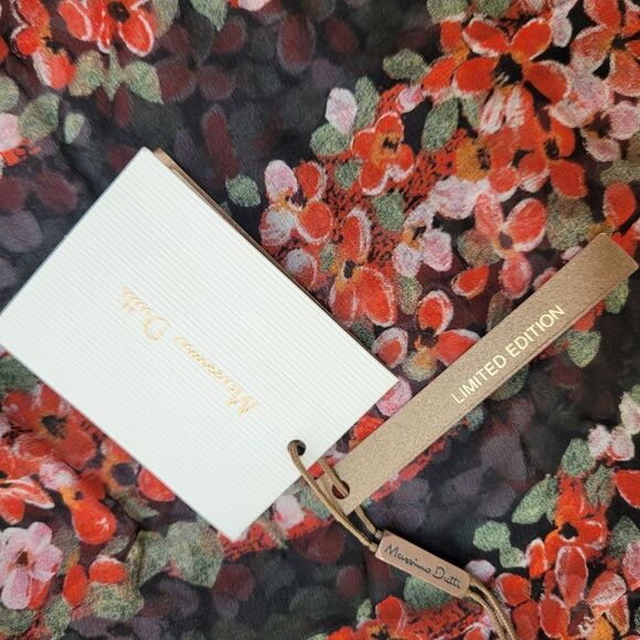 NEW SILK MASSIMO DUTTI ITALIAN MULBERRY BLACK RED LT ED Hong Kong BLOUSE 4 SMALL - Picture 3 of 12